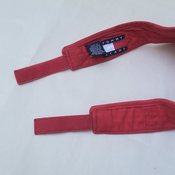 Tommy Hillfiger Jeans 2002 Red Visor Embroidered Spellout & Box Logo Size OS - Picture 6 of 11